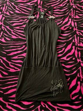 Y2K grunge goth rare vintage SoCal Brass Knuckle hardware mini Dress